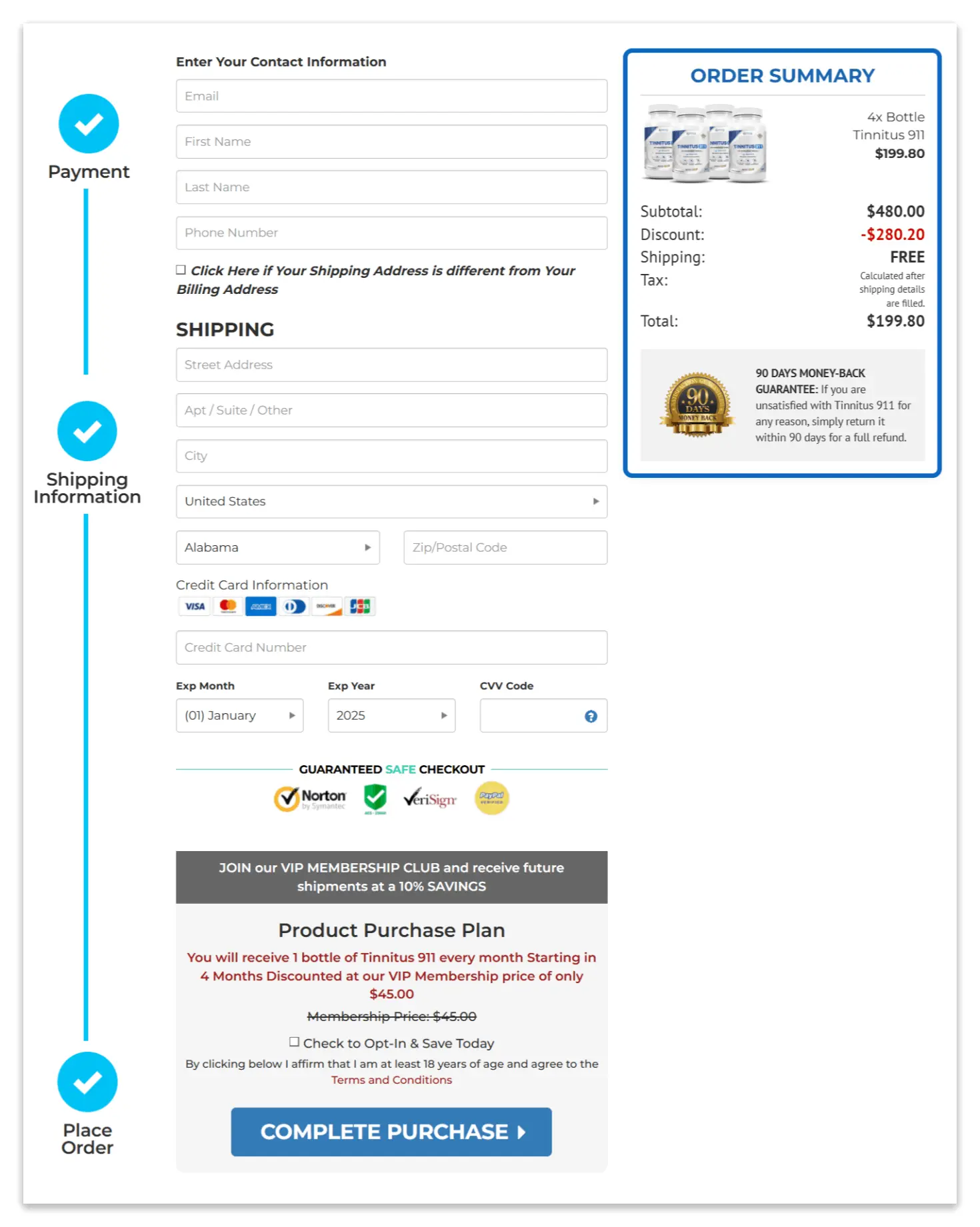 Tinnitus 911 Checkout Page